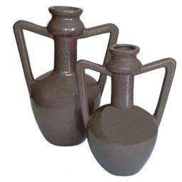 Par de Vasos Gregos Cântaro em Cerâmica Decorativa - Marrom - 1
