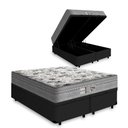 Ver imagem 1 de Cama Box Baú King 193 Bipartido Tecido Sintético Preto Com Colchão de Molas Ensacadas Evolution - Pr