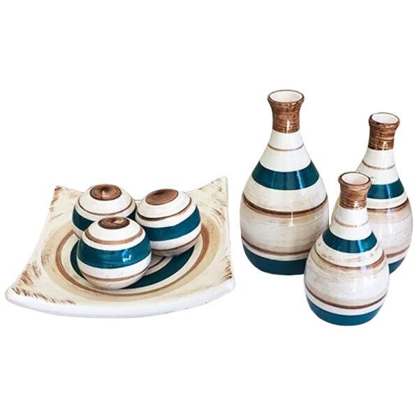 Jogo de Vasos Trio Garrafas e Centro de Mesa 3 esferas Decor - Verde Cintilante