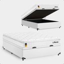 Ver imagem 6 de Cama Box Baú Casal Couro Branco + Colchão Life D33 Pillow Top 61x138x188cm Branco - e-Shop Casa
