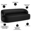 Ver imagem 3 de Sofá 2 Lugares Curvo Orgânico para Sala Living 150cm Barolo L06 Couro Preto - Lyam Decor