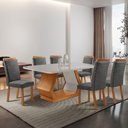 Ver imagem 2 de Mesa de Jantar Alvorada 180cm Tampo MDF Vidro Canto Copo com 6 Cadeiras Aline Moderna Mobília