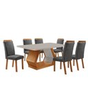 Ver imagem 1 de Mesa de Jantar Alvorada 180cm Tampo MDF Vidro Canto Copo com 6 Cadeiras Aline Moderna Mobília