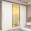 Ver imagem 1 de Guarda-Roupa Casal 3 Portas 1 Porta Reflecta com LED 100% MDF Royale Branco