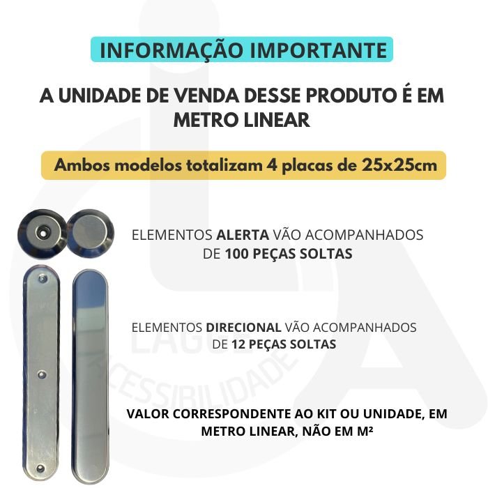 Elemento Tátil Direcional Inox Adesivado Frisado - 3