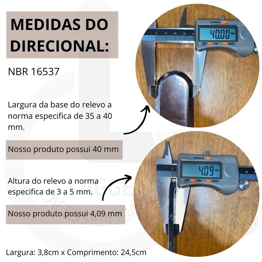 Elemento Tátil Direcional Inox Adesivado Frisado - 2