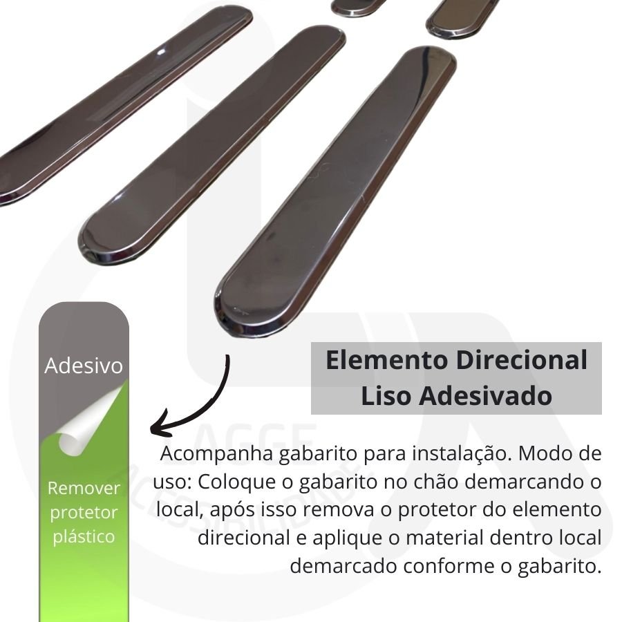 Elemento Tátil Direcional Inox Adesivado Frisado - 5