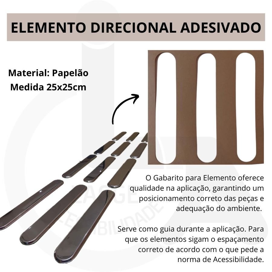 Elemento Tátil Direcional Inox Adesivado Frisado - 6