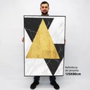 Ver imagem 2 de Quadro Decorativo em Canvas Geométrico Mármore Triângulos TaColado Moldura Flutuante 4,5cm Freijó 12