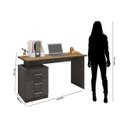 Ver imagem 3 de Escrivaninha Mesa Flay Escritório 03 Gavetas Nature Grafite Móveis Leão