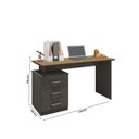 Ver imagem 2 de Escrivaninha Mesa Flay Escritório 03 Gavetas Nature Grafite Móveis Leão