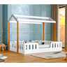 Cama Casal Casinha Segura Montessoriana Ágatha Branco/Mel + Luminária Led - 1