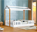 Ver imagem 1 de Cama Casal Casinha Segura Montessoriana Ágatha Branco/Mel + Luminária Led