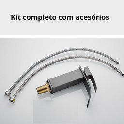 Torneira Banheiro Monocomando Cascata Inox 304 Preto Fosco - 6