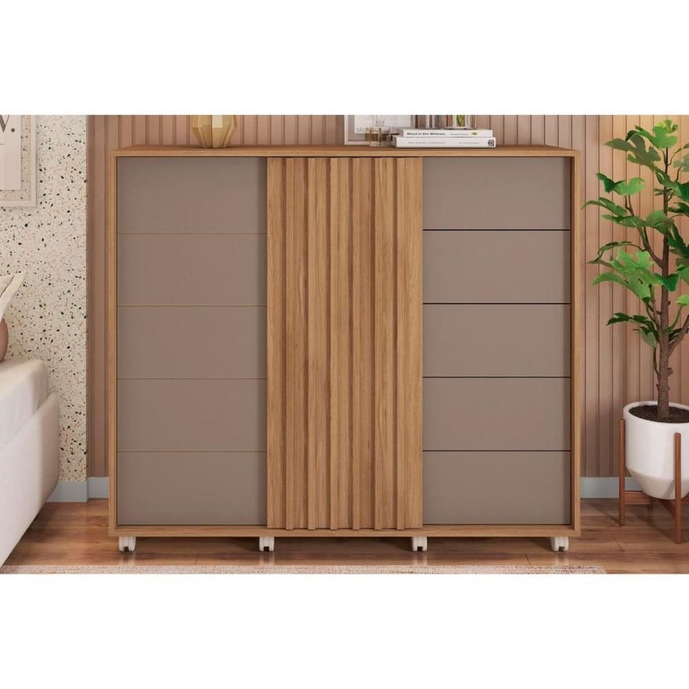 Cômoda Casal Pegasus C/ 2 Portas e 5 Gavetas Buriti/fendi