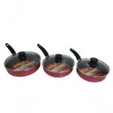 Ver imagem 1 de Kit 3 Frigideiras Antiaderente C/tampa 18, 20 e 22cm Cereja