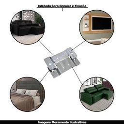 4 Pares de Conector de Encaixe para Móveis Sofá Cabeceira Painel Zincado G59 Gran Belo Cabeceiras Pa - 4
