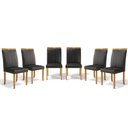 Ver imagem 1 de Kit com 6 Cadeiras Aurora Madeira Maciça Estofadas para Mesa de Jantar Courino Preto 503