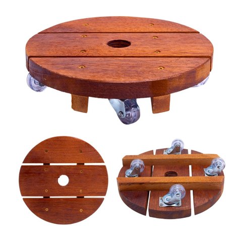 Suporte para Vaso de Planta Redondo com Rodinhas Cristal 25cm