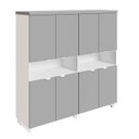 Ver imagem 2 de Armário Estante para Escritório com 8 Portas de Abrir e 2 Nichos F5 Office Cinza/Sagrado com Branco