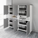 Ver imagem 4 de Armário Estante para Escritório com 8 Portas de Abrir e 2 Nichos F5 Office Cinza/Sagrado com Branco