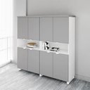 Ver imagem 1 de Armário Estante para Escritório com 8 Portas de Abrir e 2 Nichos F5 Office Cinza/Sagrado com Branco