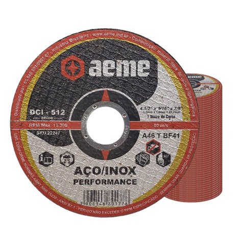 Disco Corte Fino Aeme Dci 512 4.1/2x1/16x7/8 (115x1.6x22.22) 50 Unidades