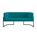 Ver imagem 4 de Sofá 2 Lugares com Base de Metal Preto Reforçada Azul Turquesa