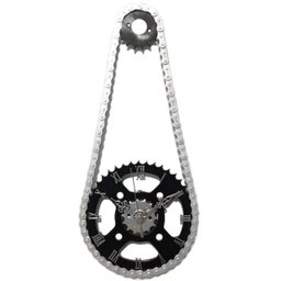 Relógio de Parede Moto Corrente e Coroa em Aço Decorativo Cromado - 1