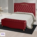 Ver imagem 2 de Kit Cabeceira de Cama Box e Calçadeira Baú Madri King 195 Cm Suede Vermelho Eli Móveis e Decoração