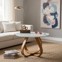Ver imagem 1 de Mesa de Centro Cebola Redonda com Vidro 60cm Branco Decoraper
