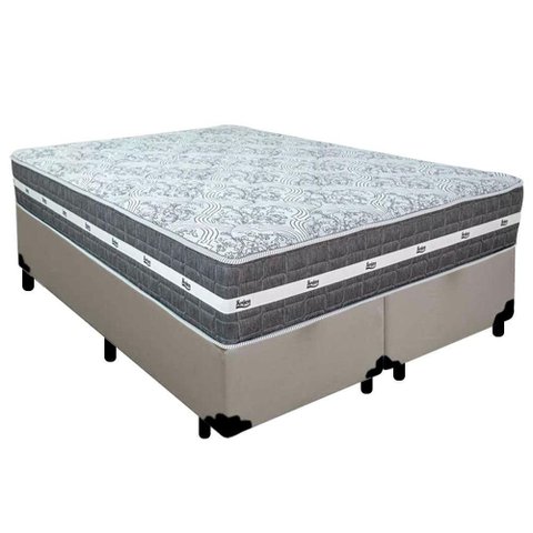 Cama Box Casal Bipartido Sintético + Colchão Anjos Black Graphite Molas Ensacadas 138cm Suporta At