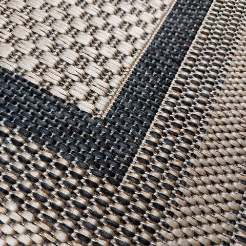 Tapete Sisal Eco Nature Moldura 1,50x2,00 Bege/preto