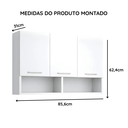 Ver imagem 7 de Armário Aéreo Cozinha Itália 3 Portas Moderno Branco