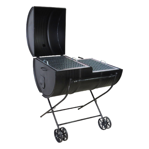 Churrasqueira Tambor 200 litros Mista com Carrinho e Grelha