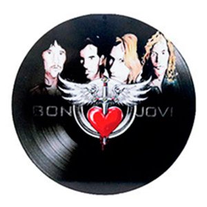 Disco de Vinil Decorativo em Madeira Star - Bon Jovi