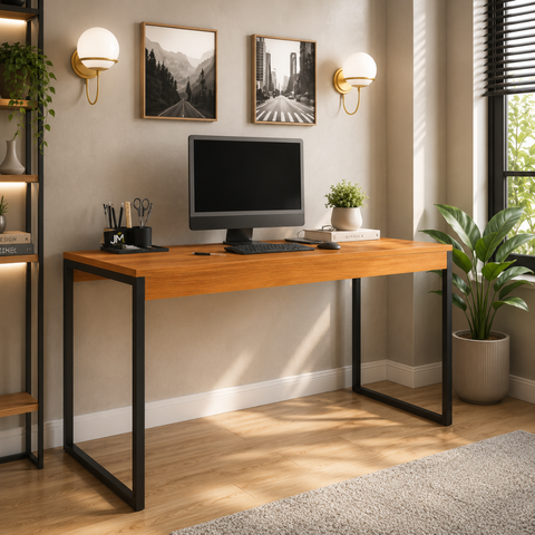 Mesa para Computador Home Office Diretor Pé de Ferro 90 cm - Freijó