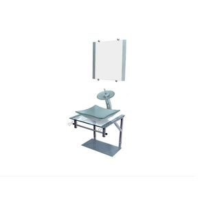Gabinete de Vidro 40cm para Banheiro Cuba Quadrada Prata - DaHora