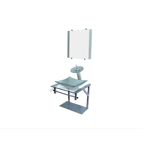 Gabinete de Vidro 40cm para Banheiro Cuba Quadrada Prata - Dahora