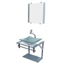 Ver imagem 2 de Gabinete de Vidro 40cm para Banheiro Cuba Quadrada Prata - Dahora