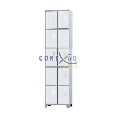 Armário Roupeiro De Aço 10 Portas Para Vestiário Branco
