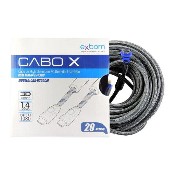 Cabo HDMI 20 Metros 1.4 / 3D com Malha e Filtro - CBX-H200CM - 1