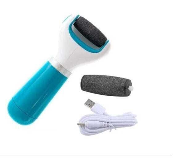 Lixa Elétrica Esfoliador Pedicure Portátil Azul + Refil