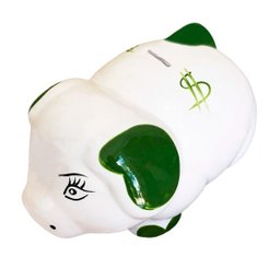 Cofre Porquinho em Cerâmica Decorativo de Moedas - Verde - 1 Cofre Porquinho em Cerâmica Decorativo de Moedas - Verde - 1