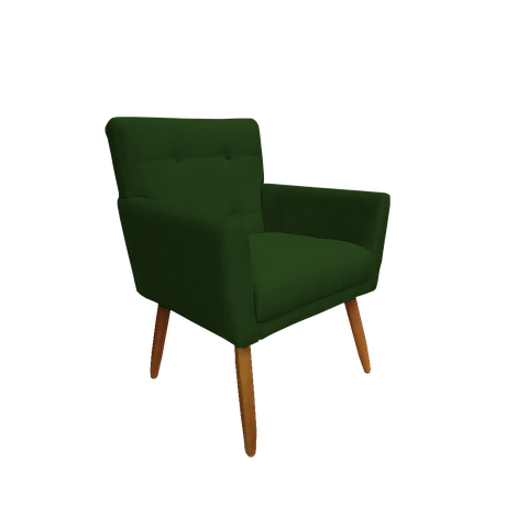 Poltrona Decorativa Onix Suede Verde Pés Madeira Ms Decor