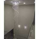 Ver imagem 6 de Lustre Espiral Para Pé Direito Duplo, Com 2,10M De Altura, Base De Inox Espelhado e Esferas De Crist