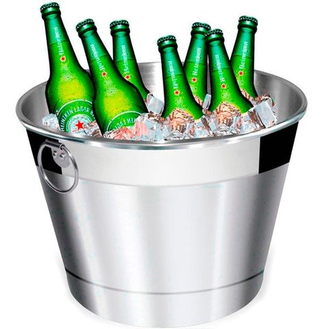 Balde de Gelo e Cerveja Térmico Grande em Alumínio Lixado - 9L
