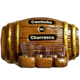 Pingometro Placa Barril em Cerâmica Cantinho do Churrasco Decor - 3 Copos - 1