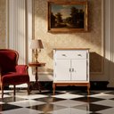 Ver imagem 3 de Balcão Linz com Pés Luis Xv 2 Portas 1 Gaveta 99 X 90 X 45 Cm (a X L X P) Cor Branco/imbuia