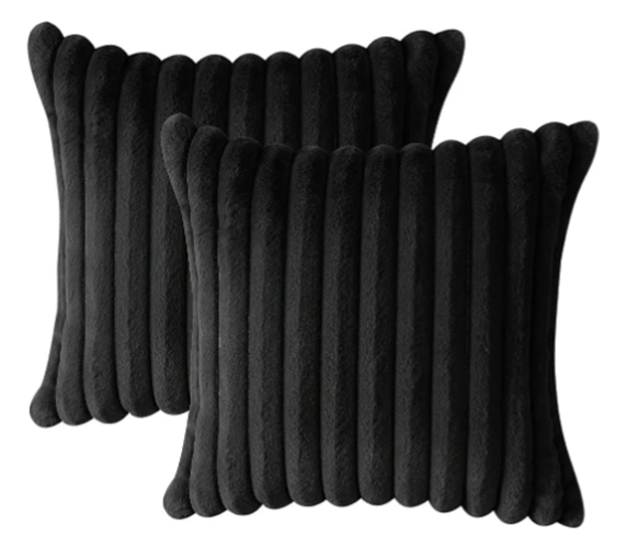 Kit 2 Capas P/ Almofada em Pelucia Wave Soft - 43x43 Cm Preto - 6